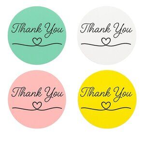 200 Thank You Stickers 2x2 Inch Round Matte Finish
